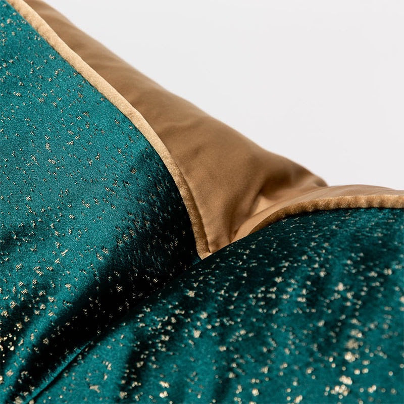 Modern Luxury Green Gold Glitter Jacquard Cushion Cover