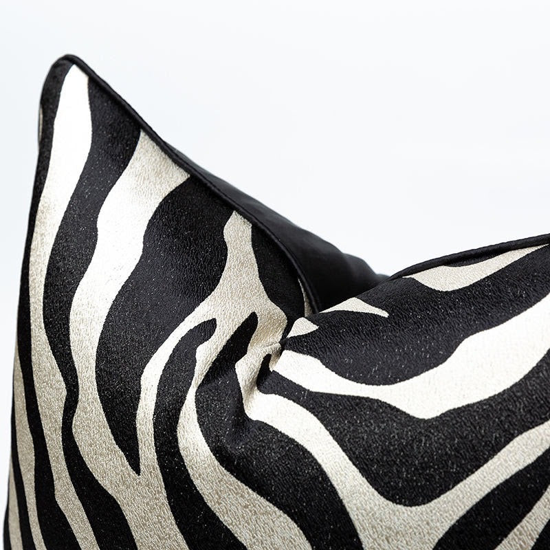 Luxury Zebra Stripes Black and White Modern Jacquard Cushion Covers