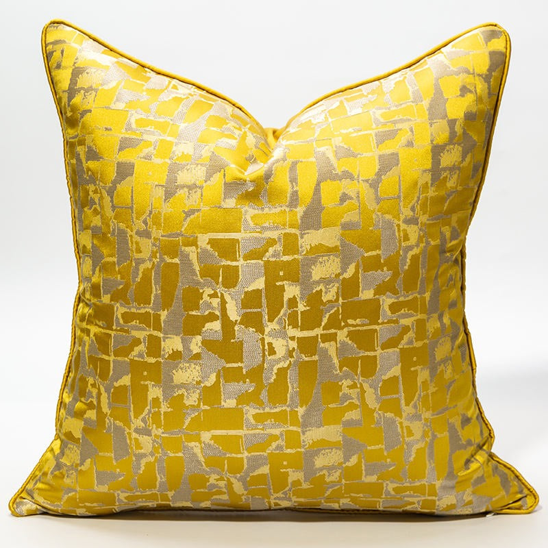 Yellow Pattern Stripe Luxury Square jacquard Cushion Cover