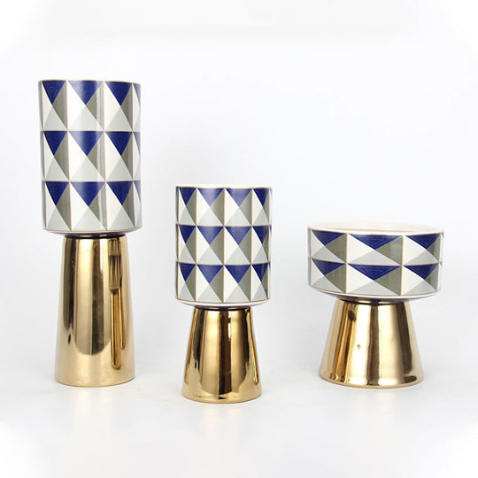Modern Blue, White gold Ceramic round sets
