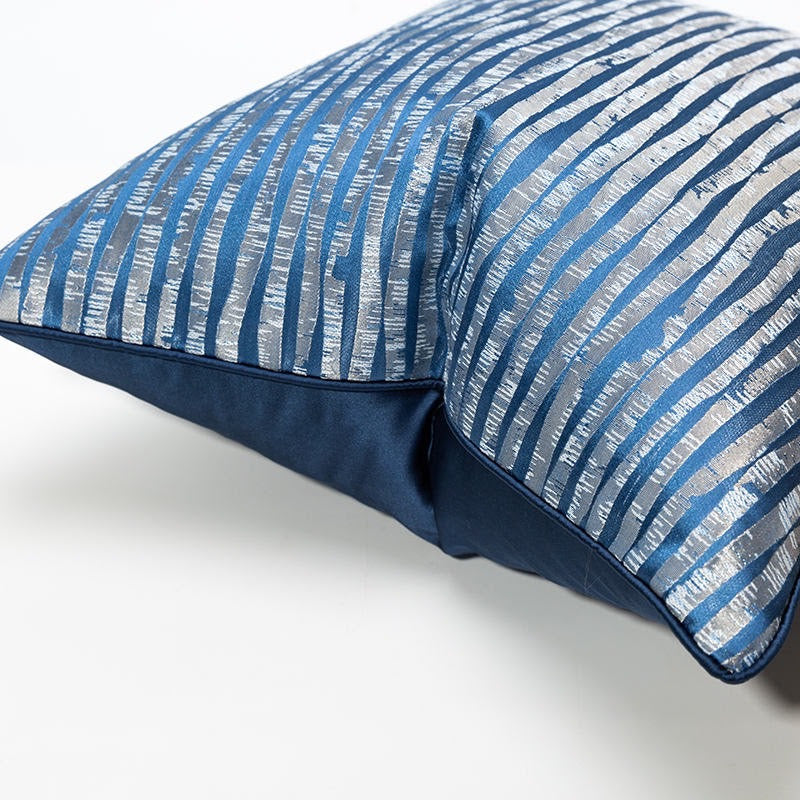 Luxury Modern Blue and Silver Jacquard Cushion Cover