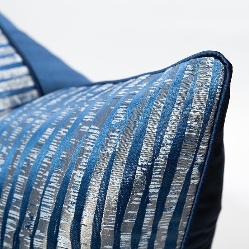 Luxury Modern Blue and Silver Jacquard Cushion Cover