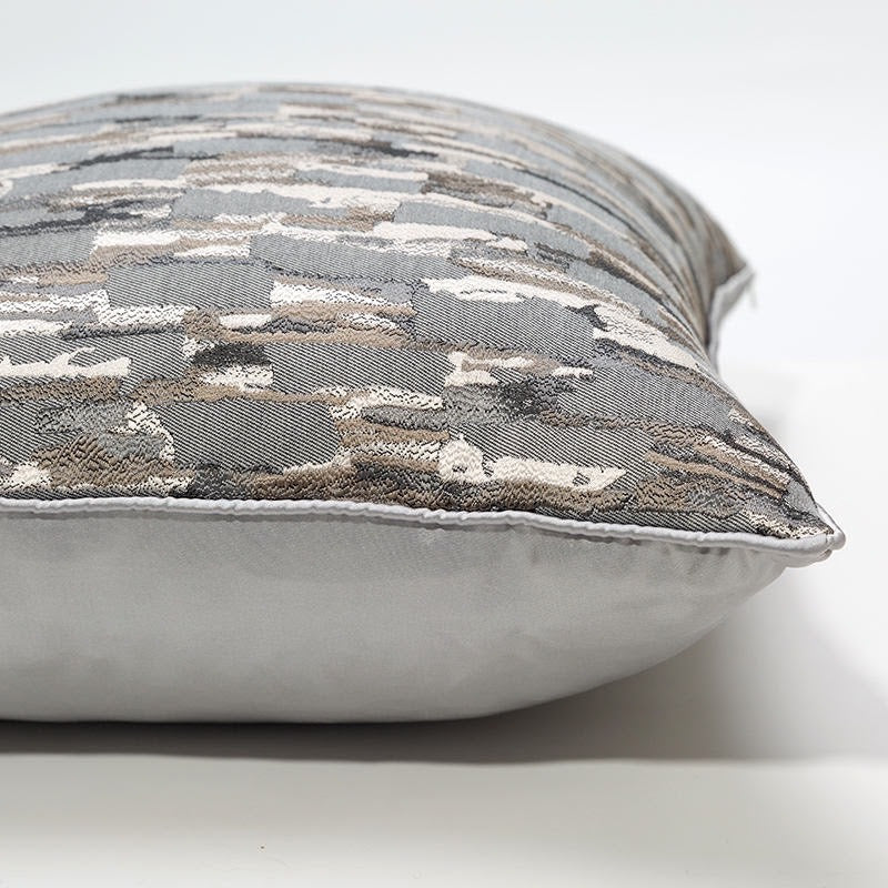 GRey Brown MottleTexture Luxury Square Cushion Cover with Piping