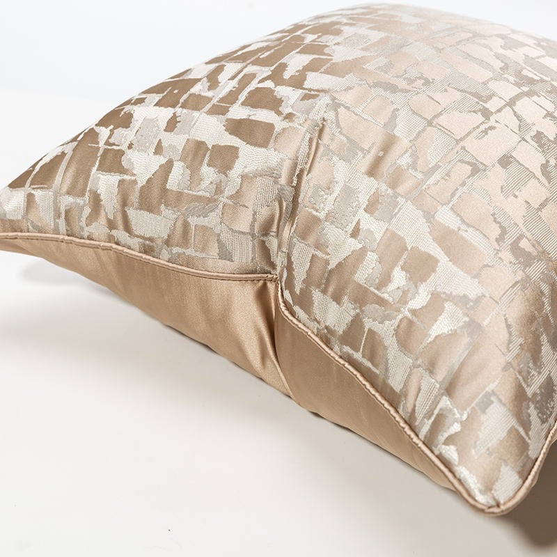 Gold and white mottled Pattern Jacquard cushion cover