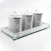 Silver Glass Storage Jar Canister for food, coffee or dry fruit Silver with Tray