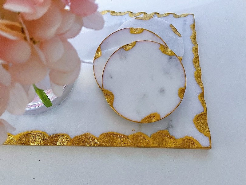 Marble Coaster with gold trim